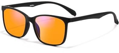 ANRRI Gafas de luz azul para juegos de ordenador, lentes profesionales con filtro potente, antifatiga ocular, para dormir, para hombres y mujeres