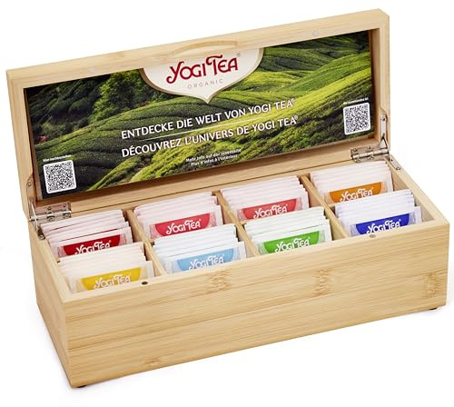 Yogi Tea Bambus Geschenkbox, 48 Teebeutel (8 Sorten) | Bio Tee Geschenkbox, Teebox mit Kräutertee, Chai, Schwarztee, Set für Frauen & Männer