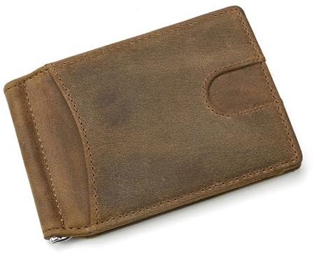 LVUNZJCA Herren Geldbörse Herren-Kartenetui aus Leder mit Vintage-US-Dollar-Clip und RFID-Geldbörse Kartenhalter