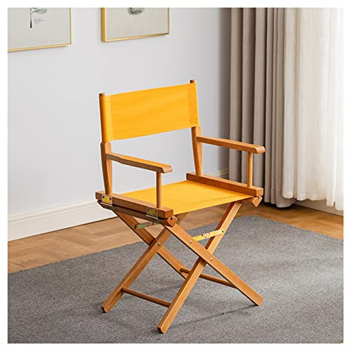 LolaHoyus Tragbarer Regiestuhl aus Buche, Klappstuhl aus Massivholz, Freizeitstuhl, Make-up-Stuhl, Skizzierstuhl für den Außenbereich, Angelstuhl, Sitz aus Oxford-Stoff, Orange, A charitable