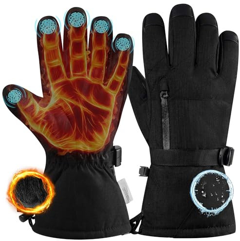 Jokisa Skihandschuhe Herren Damen, Wasserdicht rutschfest Skihandschuhe, Winterhandschuhe Snowboardhandschuhe Eislaufen Wandern