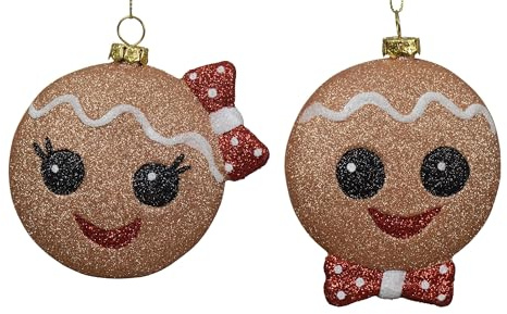 Christbaumschmuck Kunststoff 9,1cm - Lebkuchenmann Figur zum Aufhängen - 1 Stück sortiert - bruchfest & mit Glitzer - Weihnachtsbaumschmuck & Christbaumanhänger für Weihnachten - Lebkuchen Braun