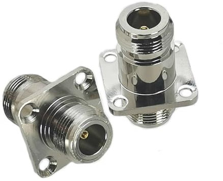 2 Stück Adapter N-Buchse auf N-Buchse 4-Loch-Flansch RF-Stecker Koaxial