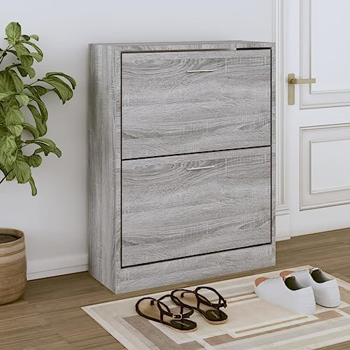 Xichuzi Schuhschrank Grau Sonoma 63x24x81 cm Holzwerkstoff, Schuhorganizer, Flurgarderobe, Shoe Cabinet, Schuh Schrank, Flurschrank, Schuhkipper, Schuhaufbewahrung - 342562