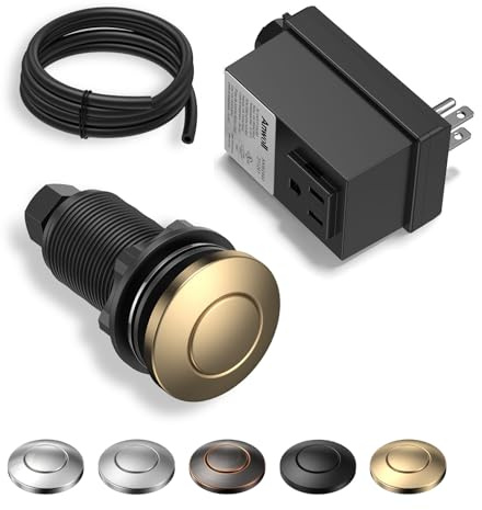 ANWOLL Garbage Disposal Air Switch Kit - UL Listed Wireless Sink Top Button, Champagne Bronze Finish, Compatible with Delta Faucet Champagne Bronze, Universal Design for All Garbage Disposals
