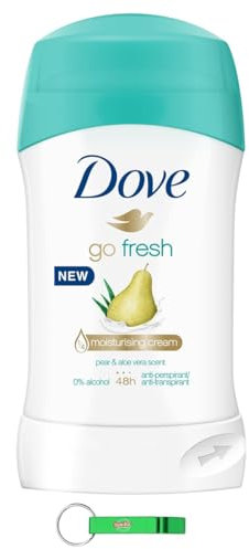 6x Dove Go Fresh Deodorante Stick Pera e Aloe,Antitranspirant-Deodorant Birne und Aloe Vera,mit ¼ Feuchtigkeitscreme,Deo 40ml + Beni Culinari Kostenloser Schlüsselanhänger