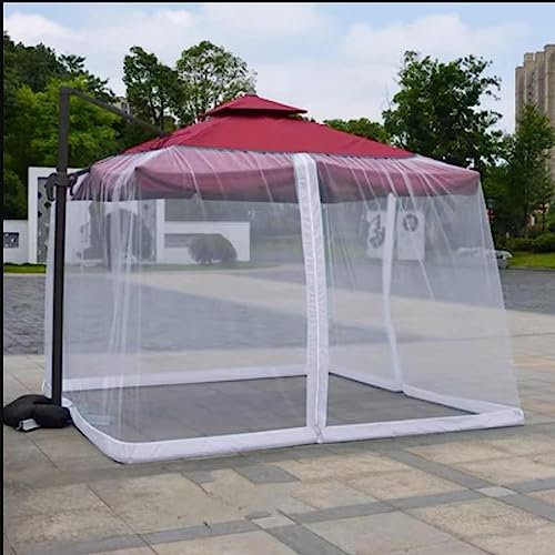 Zanzariera per ombrellone, zanzariera per ombrellone da tavolo da patio in poliestere, tenda da giardino con porta con cerniera e corda regolabile, aiuta a proteggere dalle zanzare (colore: bianco,