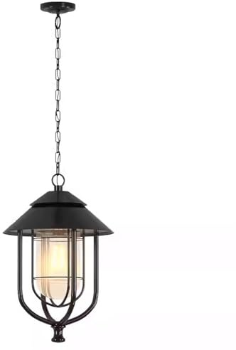 YNAHZAOK Suspension De Pavillon Extérieur, Lampes Suspendues De Balcon Étanches, Lustre De Couloir Rétro À Vis E27, Luminaire Décoratif De Véranda, Abat-Jour en Verre Étanche, pour Cour, Jardin