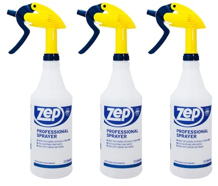 ZEP Professional Sprayer Bottle - 32 oz (Pack of 3) - HDPRO1 - Versatile Adjustable Nozzle Spray Bottles with a Fine Mist or Powerful Spray, Refillable for Diluted Concentrate
