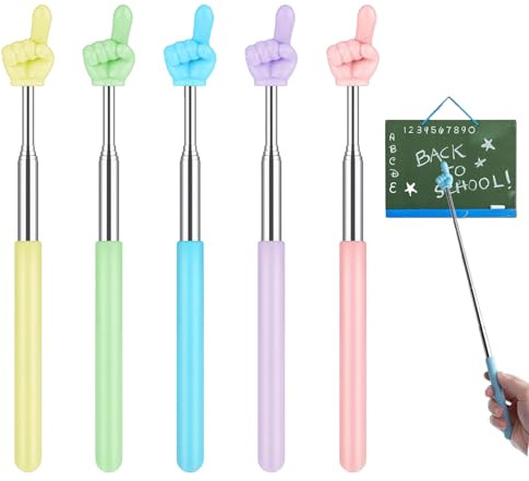 YouthLoxus Lot de 5 pointeurs de doigt, pointeur de doigt, pointeur de présentation, bâton pointu adapté pour l'enseignement par les enseignants, évolutif à la longueur appropriée, améliorant