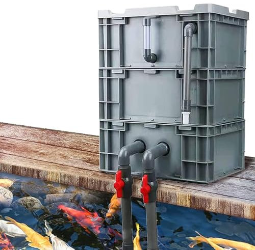 Kit de filtro externo para acuario, sistema de ciclo de agua de 3 niveles con bomba y medios, fácil montaje para peceras y estanques