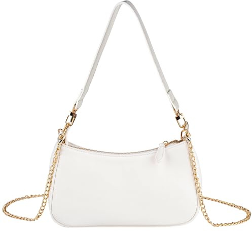SSKHE Handtasche mit Kette, Schultertasche aus Kunstleder für Damen, kleine Schultertasche mit Reißverschluss, Einheitsgröße