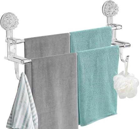 Porta asciugamani a ventosa, parete adesiva, bastone su asta da bagno, in acciaio inox, per porta della doccia, supporto in tessuto riutilizzabile per superficie liscia, parete in
