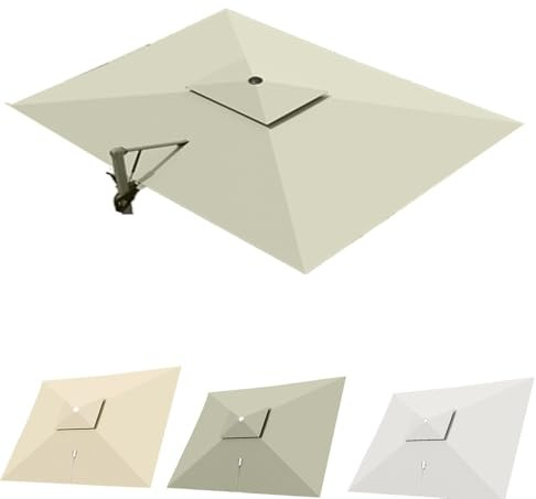Parasol déporté de Remplacement en Tissu 10' x 13', auvent de terrasse résistant aux UV, Housse de Parasol de Jardin à 8 Baleines, Double Toit Couleur Taupe, Grand Parasol d'extérieur (3 x 4