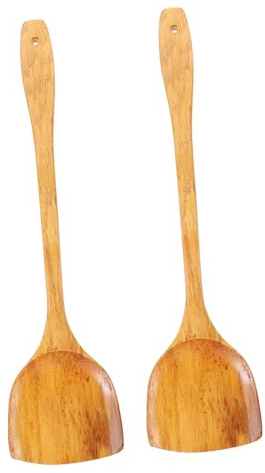 2pcs Wooden Long Handle Spatula Kitchen Cooking Utensil 39cm