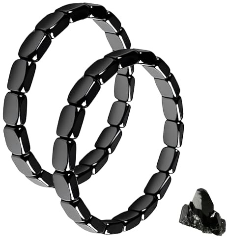 Rbleote Bracelet Hematite Homme 2PCS Reprendre Confiance Restauration énergie Confortable Bracelet Hematite Pour Homme Cadeau
