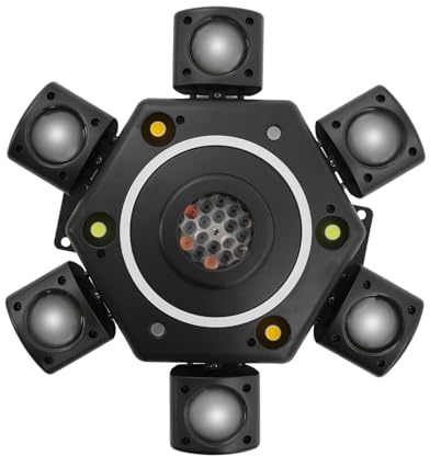 100W Moving Head LED RGBW Partylicht LED Strahler Bühnenlicht mit Fernsteuerung Soundaktivierter Lichteffekt mit 6 Lichtarmen für Weihnachten DJ Bar Geburtstag Disco Hoch