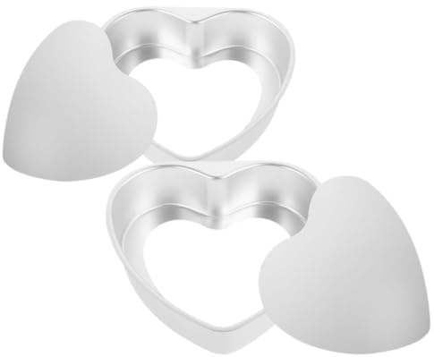 jojofuny Molde para Pasteles Forma de Corazón de Aluminio 7 Pulgadas con Fondo Extraíble 2 Unidades Utensilios para Hornear Reutilizables para San Valentín Bodas y Cumpleaños