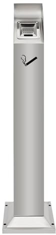 Standaschenbecher, Außenbereich Standascher aus Metall mit Inneneimer und Abaschgitter 24 * 24 * 110 cm für Innen draußen Restaurant Hotel (Silber)