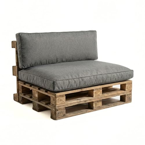 Gutekissen® Palettenkissen Set für Gartenmöbel – Sitz- und Rückenkissen für Europaletten, Outdoor Auflagen für Palettensofa & Lounge PWK (Grau, Sitzkissen 120x60)