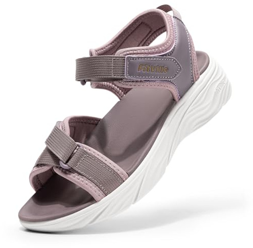 FitVille Sandales Femme à Largeur de Pied et Semelle Épaisse, Confortables et Amortissantes - Sandales d'été avec Fermeture Réglable