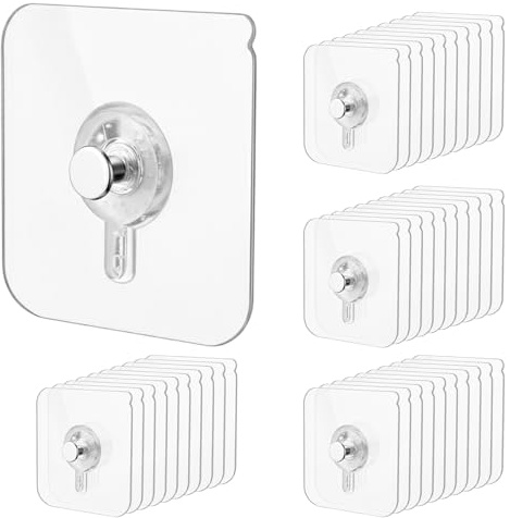 Ebksqs Klebehaken Bilder - 40 Stück Selbstklebende Bilderhaken Ohne Bohren, Transparente Klebenägel Für Bilderrahmen & Poster (Max. 5kg Haftkraft)