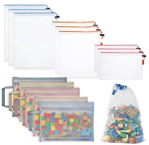 zxevg Toy Storage Bags 5 Zip & 9 Drawstring for Blocks