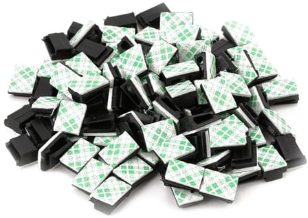 Self Adhesive Cable Clips 50 Pack – 13 x 10 mm Black Wire Clips – Dash Cam and Electrical Cable Holders for Car Home and Office