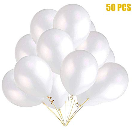JYOHEY 50 Stück Helium Luftballons Weiß Hochzeit Deko