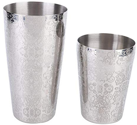 Cafopgrill Cocktail Shaker Set, Stainless Steel 304, Boston Shaker, 550ml & 820ml, Silver, 2 x Cups