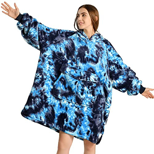 Krifey Wearable Blanket Hoodie, Oversized Sherpa Hooded Blanket for Adults