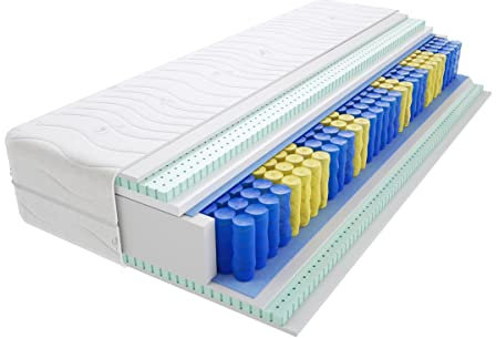 Godre Matratze 70x200 cm Doppelmatratze, H3 Mittelfest Federkernmatratze, Taschenfederkernmatratze 15 cm Hoch Latex Hypoallergene, HR-Schaum, Wendematratze mit Klimafaser, Gesteppter Bezug Ovar Mini