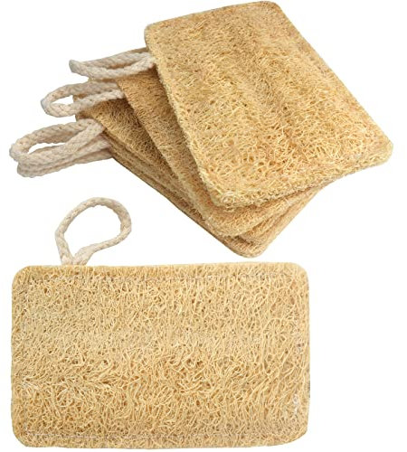 Roellgs Paquete de 6 Esponjas Orgánicas para Lavar Platos, Ecológicas, Cepillo de Fibra Vegetal de Lufa Natural, Exfoliante para Cocina