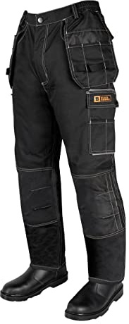 Black Hammer Sublime Men's Heavy Duty Work Trousers | Holster Pockets, Knee Pad Pockets, Reinforced Stitching, Elastic Waist, Triple Stitched Seams, Durable Polycotton