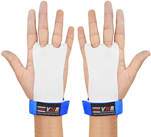 Protège-mains de gymnastique en cuir pour enfants débutants (taille L, bleu)