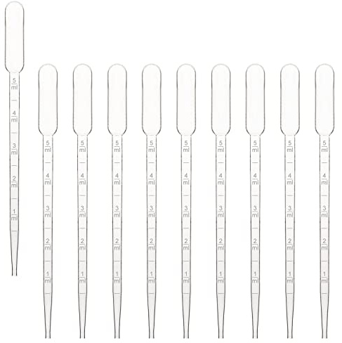 stonylab Pipette Droppers 5 ml, Graduated Plastic Transfer Pipettes for Lab Use, Clear and Dis (5 ml, 100 Packs)