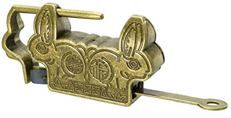 M METERXITY Retro Vorhängeschloss - Boxes Vorhängeschloss Chinese Alter Stil und Zinklegierung Messing Beschichtet Anwendung DIY/Tackle Boxen/Schublade (60mm Körper Breite Messing Ton)