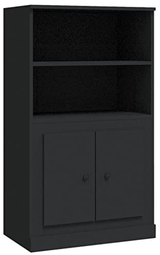 vidaXL Highboard, Sideboard mit viel Stauraum, Kommode Wohnzimmerschrank mit Türen, Schrank Anrichte Beistellschrank, Schwarz Holzwerkstoff