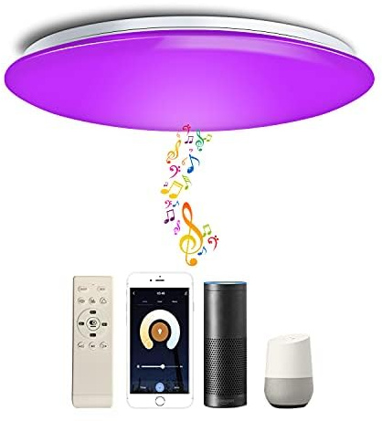 chysongoods Φ40cm 45W Sternenhimmel WIFI Musik LED Deckenlampe Kompatibel Mit Alexa Google Home Kompatibel Mit Bluetooth Lautsprecher RGB Farbwechsel Dimmbar für Küche Schlafzimmer Badezimmer