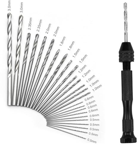 JOYVOX 26-Piece Precision Pin Vise Hand Drill Set with Twist Drill Bits - Ideal for Craft Carving DIY, Woodworking, & Model Making(0.5-3mm Drilling Bits)
