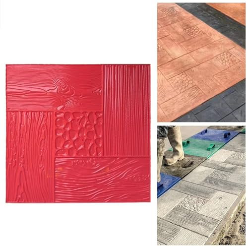 Moldes Hormigon Impreso La Textura Concreta Cuadrada Estampa El Tablón de Madera, Estera de Molde de Impresión Realista de Pu de 60 Cm × 60 Cm para Pasarelas, Imprimir Formas de Piel de Piso/pared