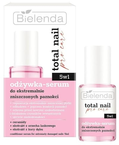 Bielenda Total Nail Pro Care 5 in 1 Balsamo Siero per unghie estremamente danneggiate, 10 ml
