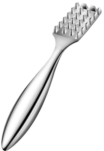 Fish Scaler 7.5'' 304 Stainless Steel Fish Scale Remover with Non-Slip Handle and 24 Serrated Nails Portable Fish Descaler Tool Quick Fish Scaling Fish Scraper