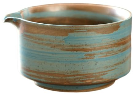 Folpus Ceramic Matcha Bowl Traditional Porcelain Tea Bowl Japanese Tea Cup with Pour Spout Matcha Mixing Bowl Handmade for Friends, Blue