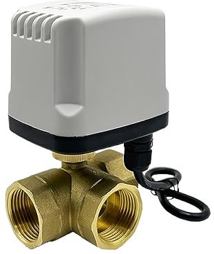Kugelventile, Kugelhahn 1/2'' 3/4'' 1'' Zoll IP65 Wasserdichter Messing-Motorkugelhahn Draht T Typ 3-Wege-Elektrokugelhahn(1,24_NORMALLY CLOSED)
