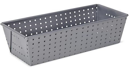 patisse 03501, Moule à pain perforé, Moule brioche Acier revêtu, Anti Adhésif Silver-Top, 25x12cm, Gris argenté