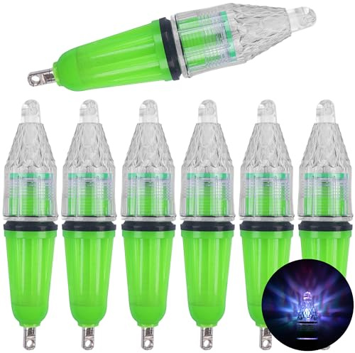 Luce LED per pesca subacquea, confezione da 6 pezzi, impermeabile, lampeggiante, attraente, lampada per esche da 11,4 cm e 17 cm (colorata, 11,9 cm, 6 pezzi)