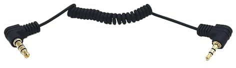 MysRuida 12 Inch 3.5mm to 2.5mm Stereo Audio Coiled Cable, 90 Degree Angle 1/8 3.5mm TRS Male Jack to 90 Degree Angle 2.5mm TRS Male Jack Aux Spring Spiral Cord, OD 1.5mm