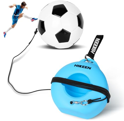 Hikeen Set Allenamento Calcio con Palla Rimbalzante, Attrezzatura Portatile per Ragazzi e Adulti, Accessori Calcio con Base Metallica per Allenamento in Giardino, Campo o Parco, Blu