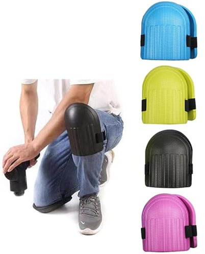 Lot de 4 paires de genouillères de travail, genouillères de jardin, protection des genoux en EVA imperméable, mousse souple, anti-collision, avec sangles réglables pour le travail, les sports de plein